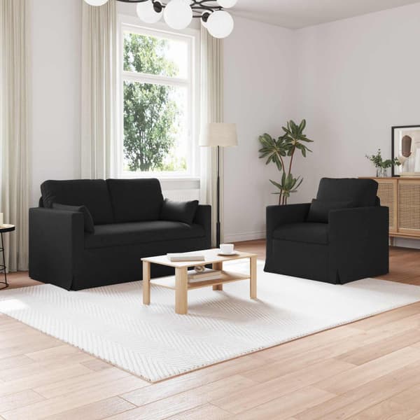 Soffset 2 pcs Svart 139 x 78 x 80 cm tyg