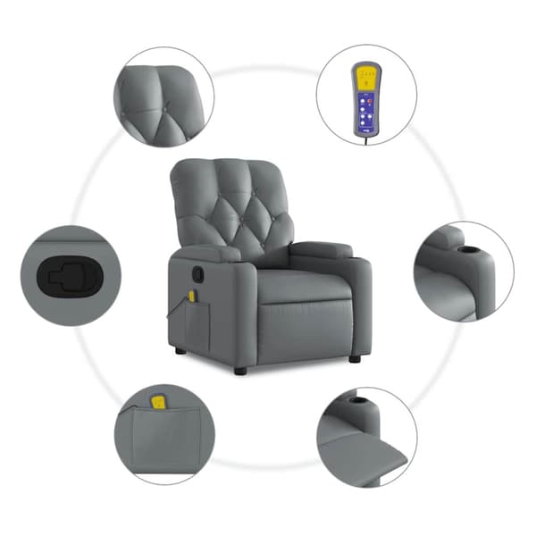 Massagefåtölj grå konstläder