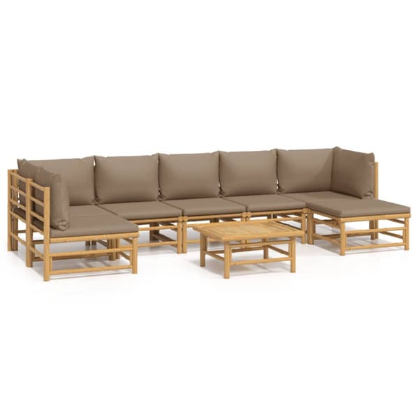 Loungegrupp 8 delar taupe dynor bambu