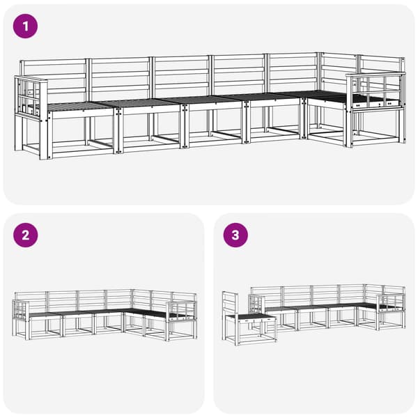 Utomhussoffset 6 pcs Vit Massivt Akaciaträ