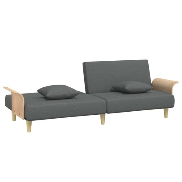 Bäddsoffa med armstöd mörkgrå tyg