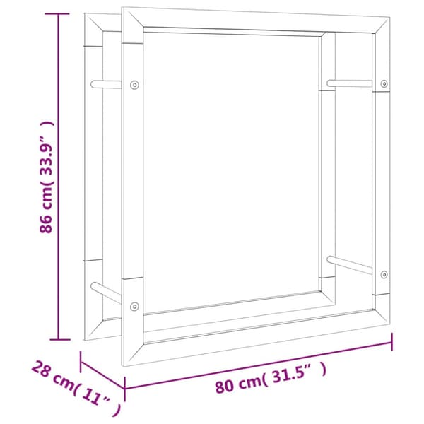 Vedställ 80x28x86 cm rostfritt stål