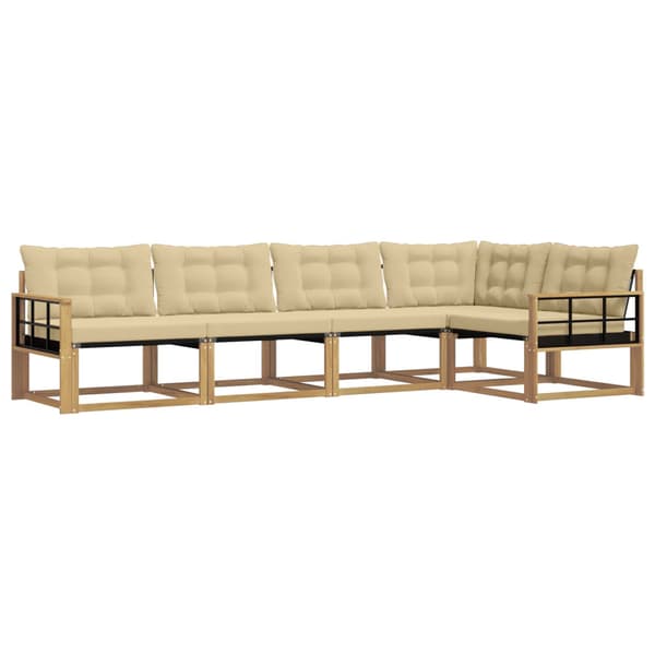 Utomhussoffset med kudde 5 pcs Vit och Beige