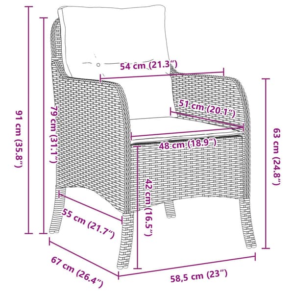 Trädgårdsmöbelset med kudde 9 pcs Beige konstrotting