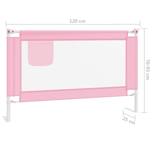 Sängskena för barn rosa 120x25 cm tyg