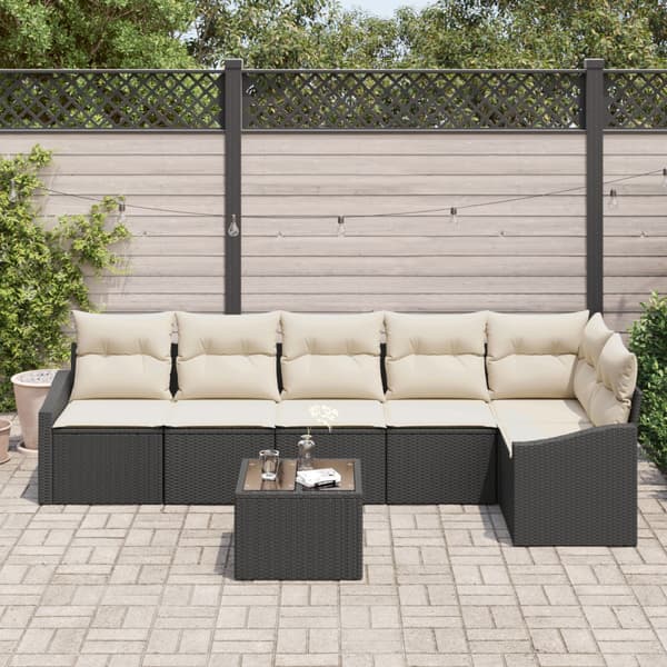 Soffset med kudde 7 pcs Svart konstrotting