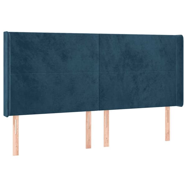 Sänggavel LED mörkblå 203x16x118/128 cm sammet