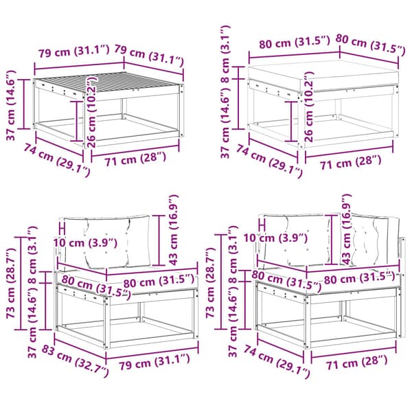 Utomhussoffset 7 pcs Vit och antracit