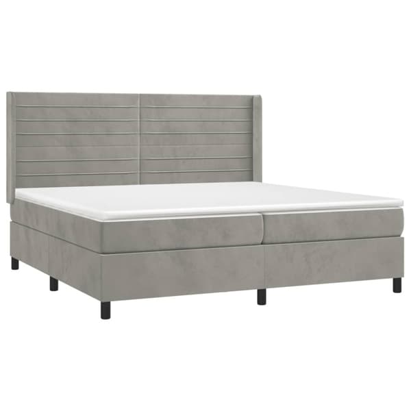 Ramsäng med madrass ljusgrå 200x200 cm sammet