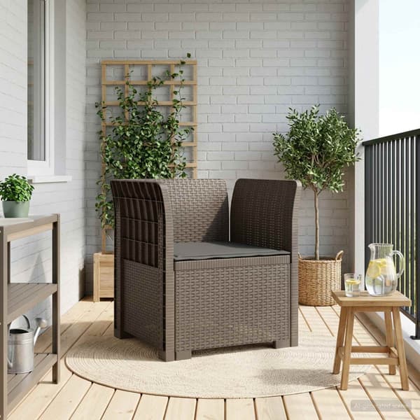 1-sits fåtölj med kudde i rottlook PP Ljusgrå