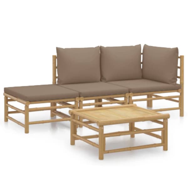 Loungegrupp 4 delar taupe dynor bambu