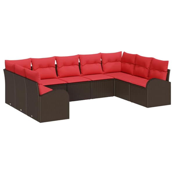 Soffset med kudde Brun Poly Rattan