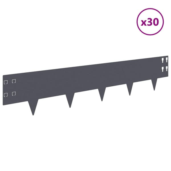 Kant för gräsmatta 30 pcs 100 x 20 cm Stål Antracit