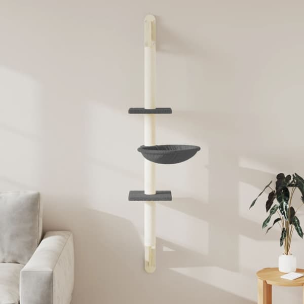 Väggmonterat klösträd med klöspelare mörkgrå 142,5 cm