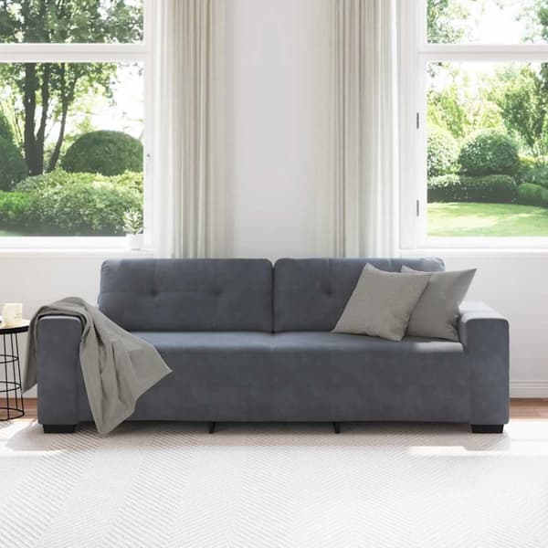 3-sitssoffa mörkgrå 220x78x80 cm sammet