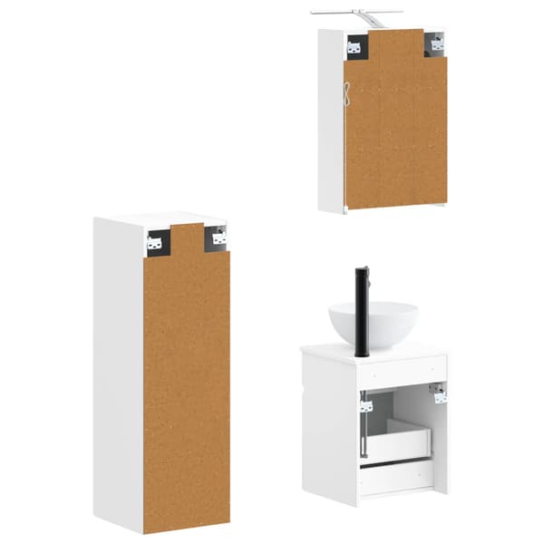 Badrumsmöbelset 4 pcs Vit Konstruerat trä och glas