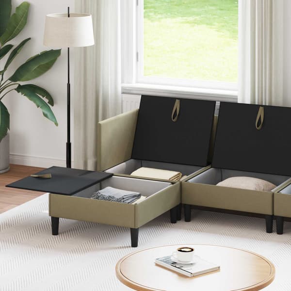 Möbelset för vardagsrummet 6 pcs Kaki Tyg