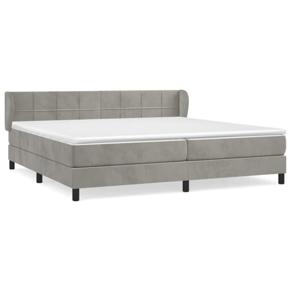 Ramsäng med madrass ljusgrå 200x200 cm sammet