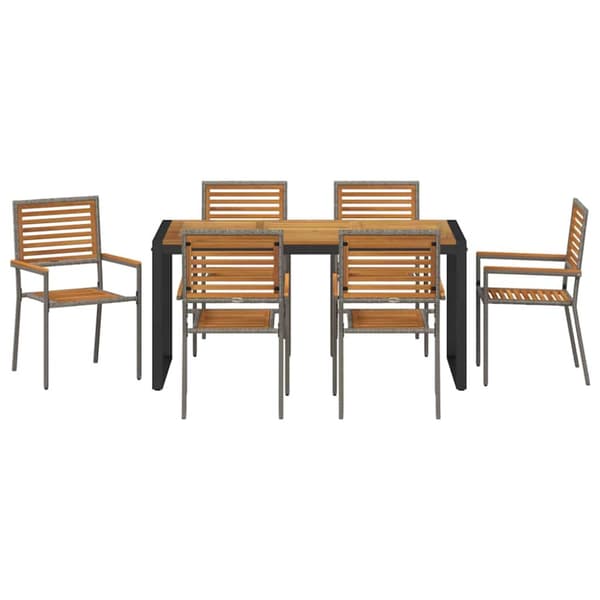 Trädgårdsmöbelset 7 pcs Grå och Brun konstrotting