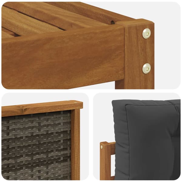 Utomhussoffset med kudde 7 pcs Naturlig och Antracit