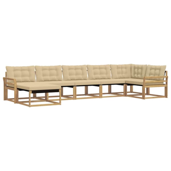 Utomhussoffset med kudde 7 pcs Vit och Beige
