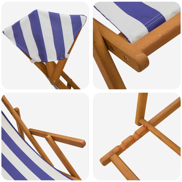 Deck Chair 2 st 3 Position Massiv Eukalyptus Trä Blå och Vit