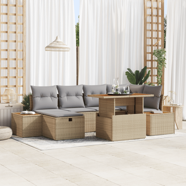 Trädgårdsoffset 7 st Beige konstrotting