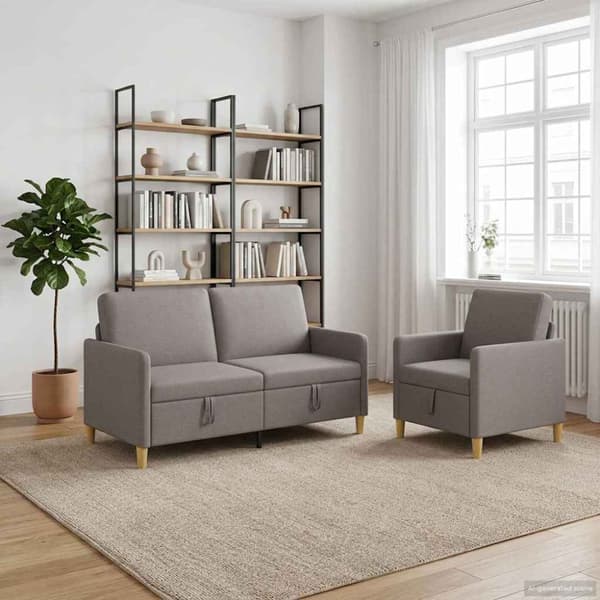 Soffgrupp med förvaring 2 pcs Taupe Polyester