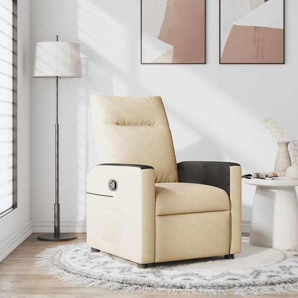 Reclinerfåtölj gräddvit tyg
