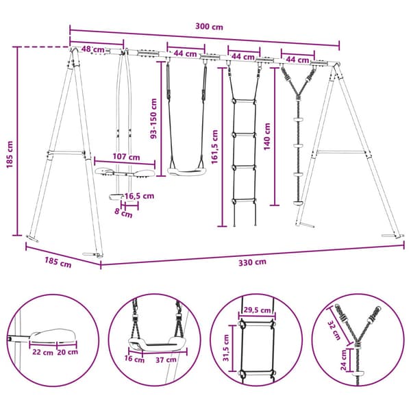 Utegunga set Flerfärgsdesign Stål och PE