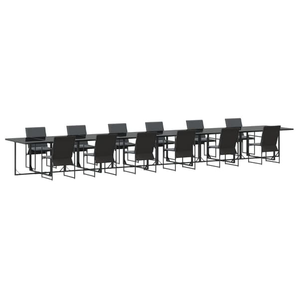 Trädgårdsmöbelset 13 pcs Svart Stål