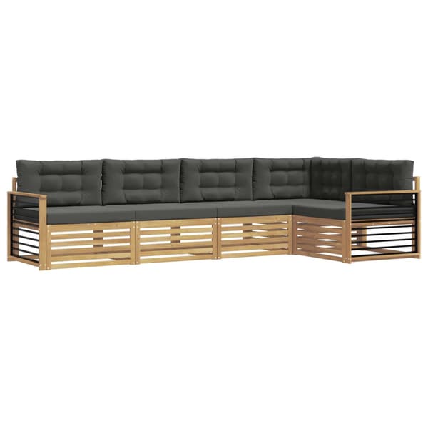Utomhussoffset med kudde 6 pcs Vit och antracit Polyester