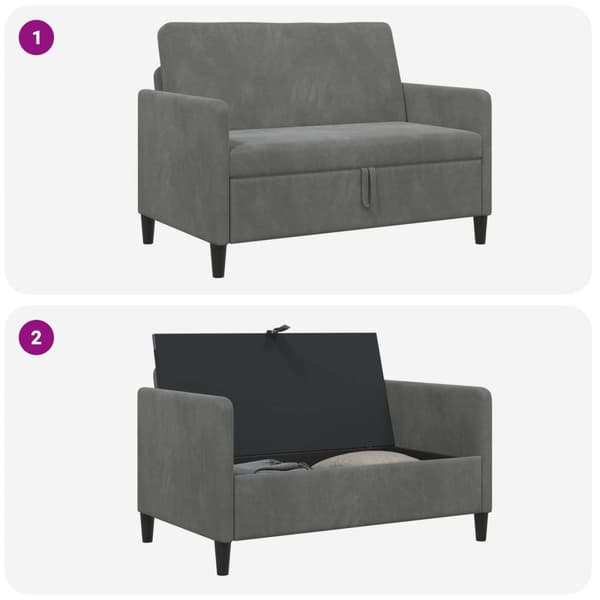 Soffa med förvaring Mörkgrå 122 x 78 x 87 cm Polyester
