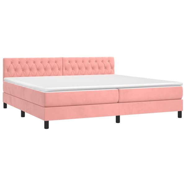 Ramsäng med madrass rosa 200x200 cm sammet