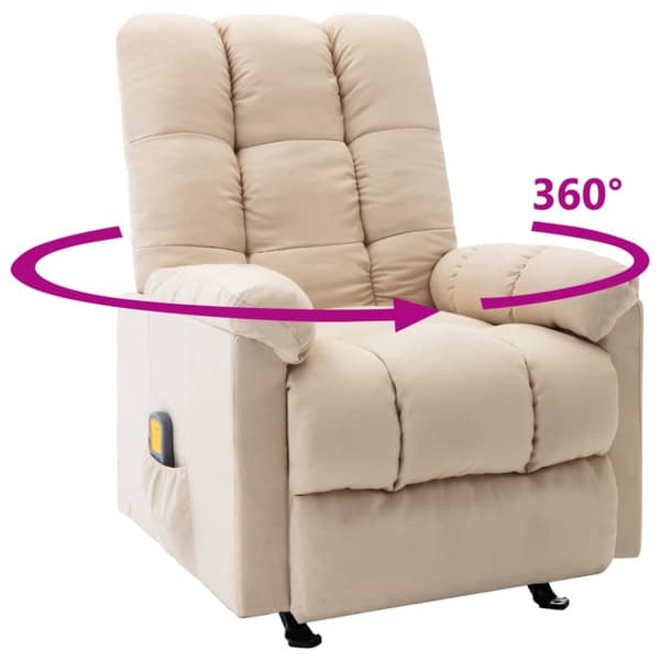 Massagefåtölj gräddvit tyg