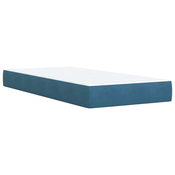 Boxspring säng med madrass och LED Blå 100 x 200 cm Sammet