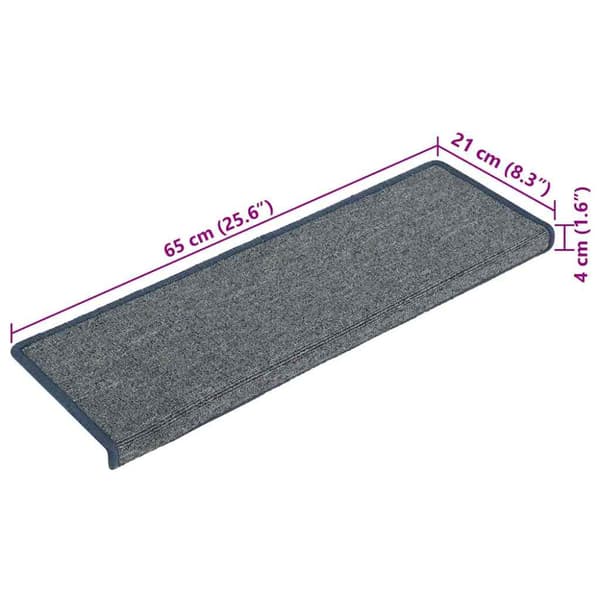 Trappmattor 30 st 65x21x4 cm ljusgrå och blå rektangulär kant