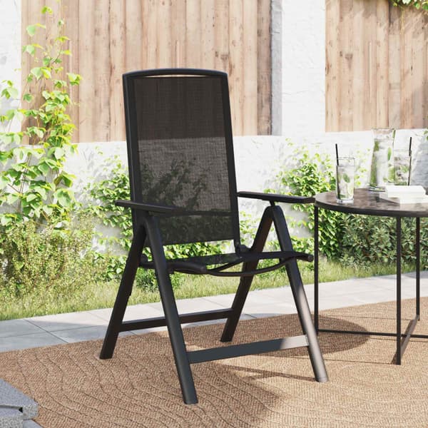 Fällbara trädgårdsstolar 2 pcs Svart 58 x 71 x 112 cm Textilene