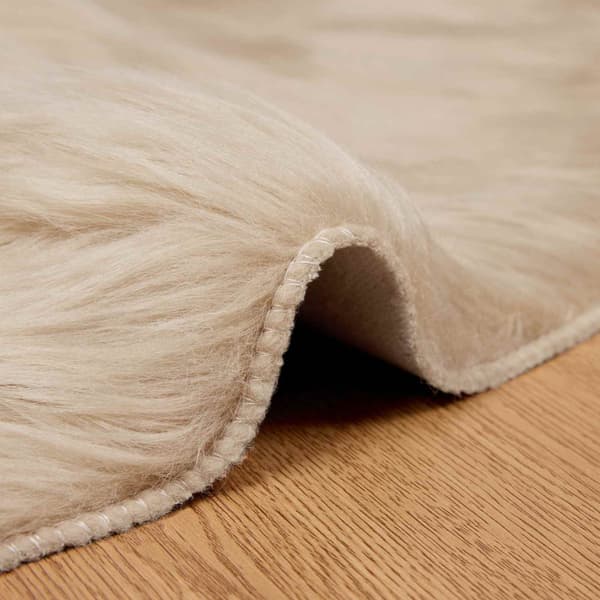 Fuskfäll matta TAFALLA Beige Ø 200 cm Polyester