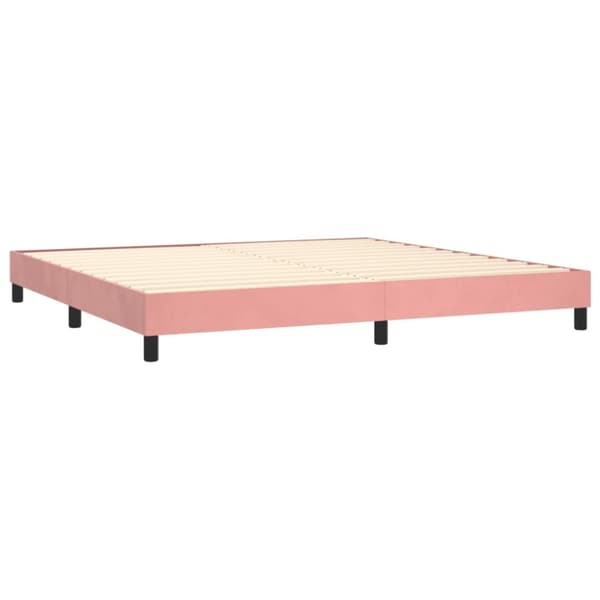 Ramsäng med madrass & LED rosa 200x200 cm sammet