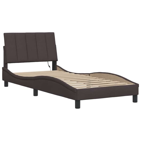Bed Frame without Mattress "Hanko" Dark Brown 80x200cm Fabric