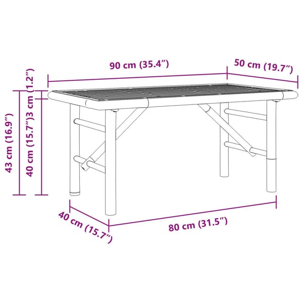 Kaffeebord Brun 90 x 50 x 43 cm Bambu