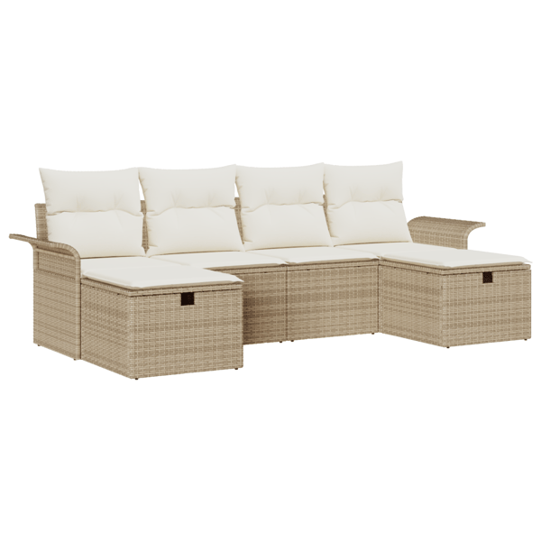 Trädgårdsoffset 6 st Poly rattan