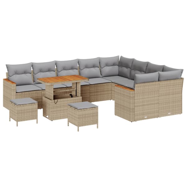 Trädgårdsoffset 12 pcs Beige konstrotting