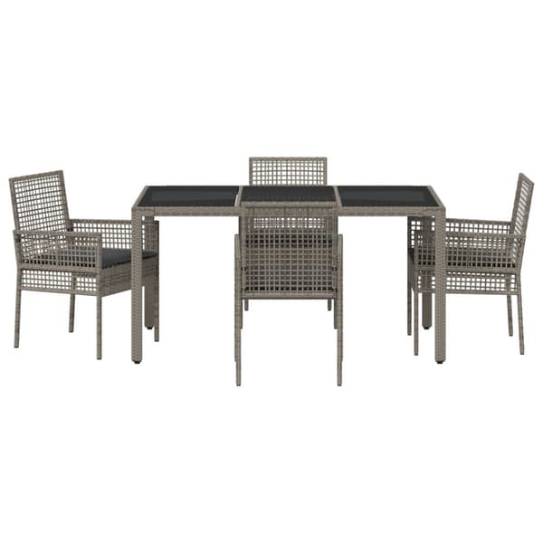 Trädgårdsmöbelset 5 pcs Grå konstrotting