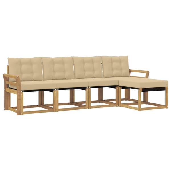 Utomhussoffset med kudde 5 pcs Vit och Beige