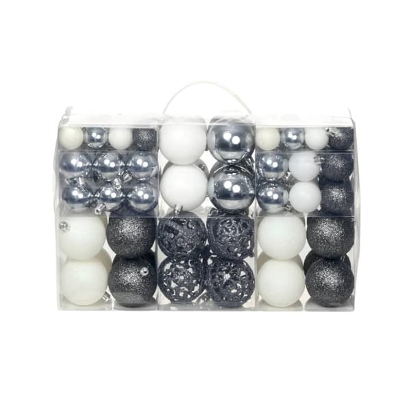 Julgranskulor 100 delar set 3/4/6 cm vit/grå | CDON