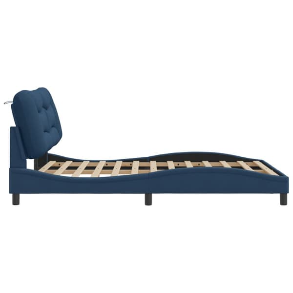 Bed Frame without Mattress "Hvar" Blue 140x190 cm Fabric