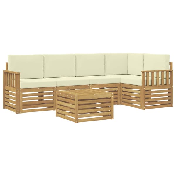 Utomhussoffset 6 pcs Vit och grädde 59 x 59 x 37 cm Polyester