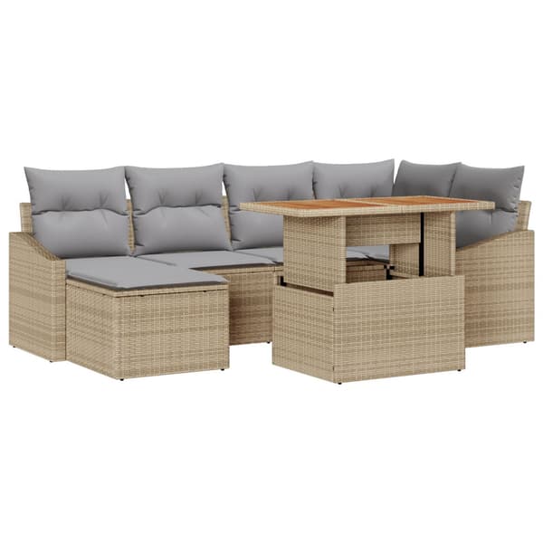 Trädgårdsoffset med lagring 7 pcs Beige Poly rattan